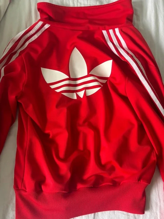 adidas Red Zip-Up Trefoil Warmup Jacket - Picture 3 of 3
